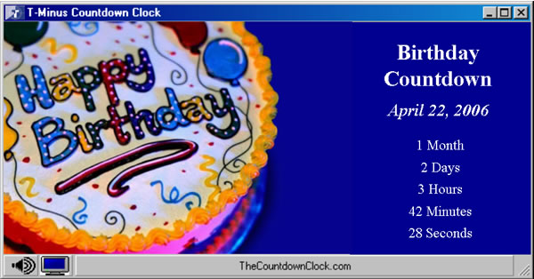 T-Minus Birthday Countdown 6.0 software screenshot