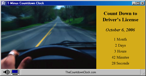 T-Minus Drivers License Countdown 6.0 software screenshot