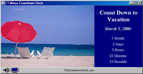 T-Minus Vacation Countdown 6.0 software screenshot