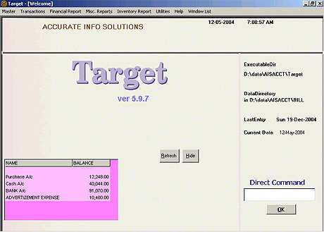 TARGET 9 software screenshot
