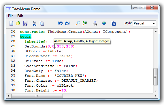 TAdvMemo, TDBAdvMemo, TAdvCodeList 3.2.1.1 software screenshot