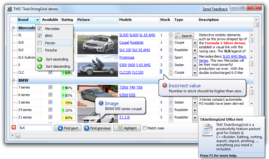 TAdvStringGrid 7.0.0.0 software screenshot