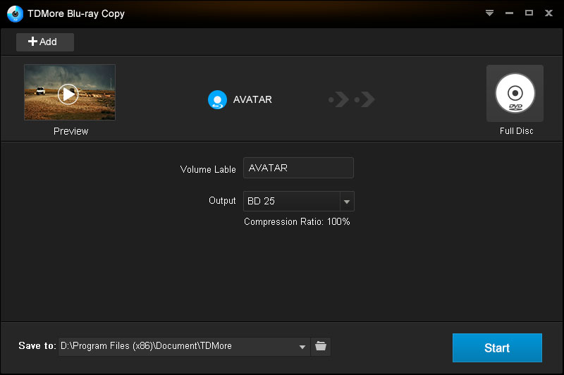 TDMore Blu-ray Copy 1.0.1.1 software screenshot