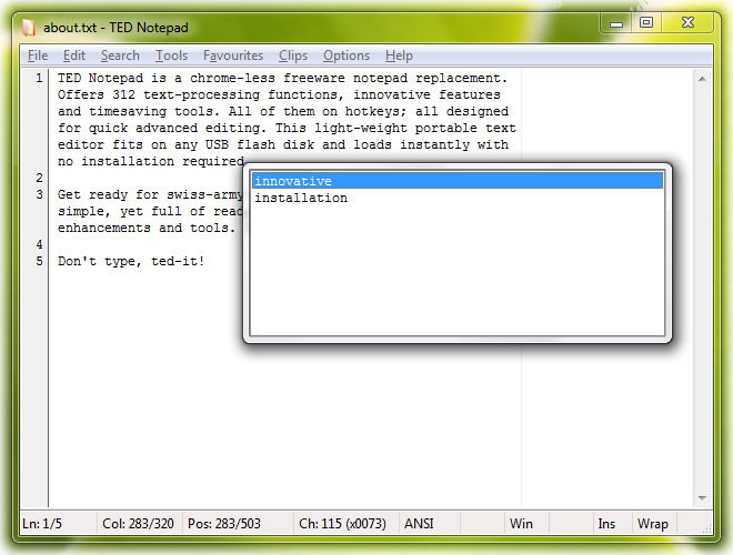 TED Notepad 5.4.2 Final software screenshot