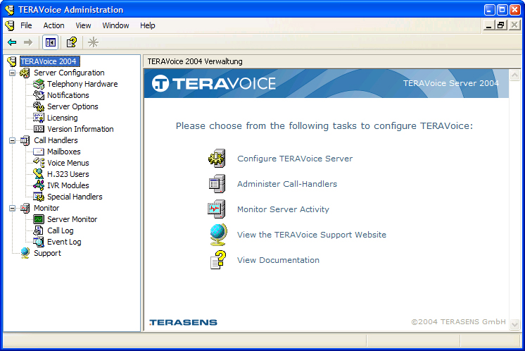 TERAVoice Server 2004 software screenshot