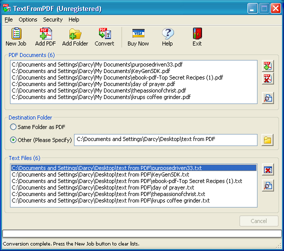 TEXTfromPDF 1.3.2 software screenshot