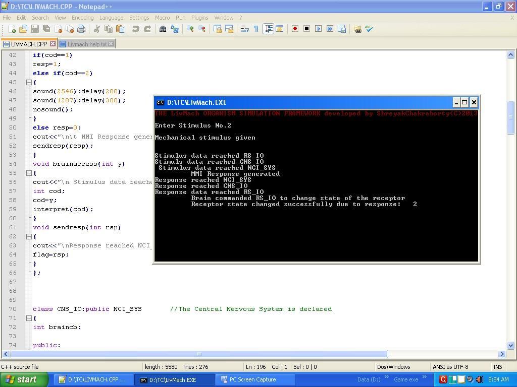 THE LivMach ORGANISM SIMULATION FRAMEWORK 1.1 Alpha software screenshot