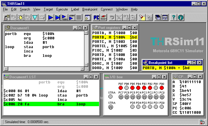 THRSim11 5.30a software screenshot