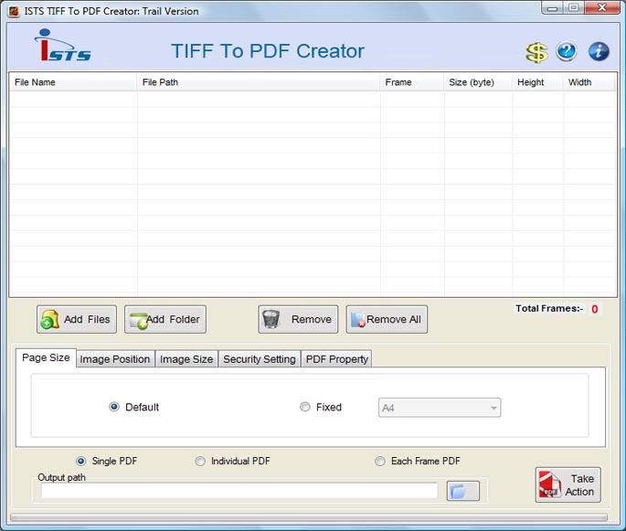 TIFF File to PDF File Converter 2.8.0.4 software screenshot