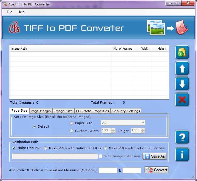 TIFF to PDF Conversion 2.3.8.2 software screenshot