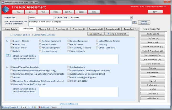 TIRA - Health and Safety Risk Assessment Management 6.4.01 software screenshot