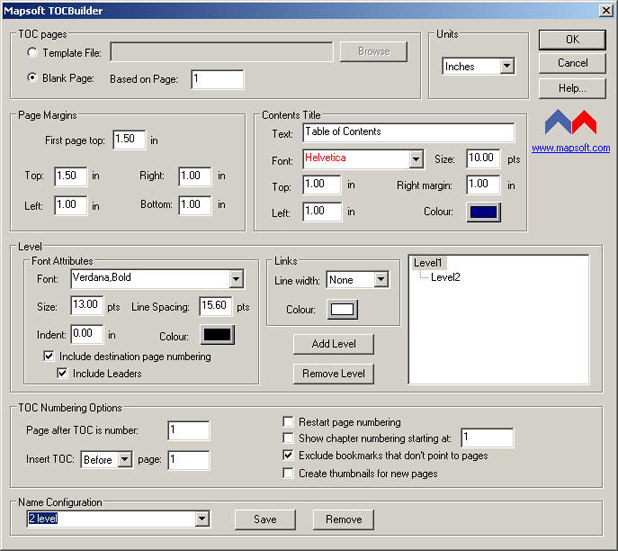 TOCBuilder 1.5.5 software screenshot
