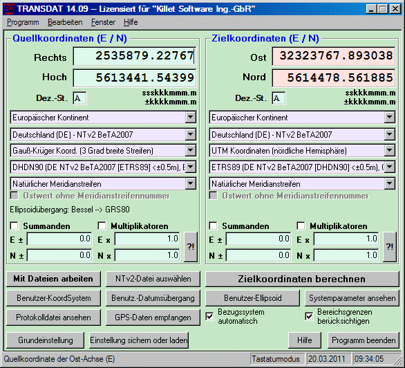 TRANSDAT (Deutsch) 14.41 software screenshot