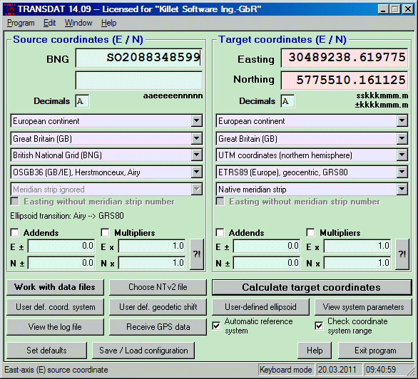 TRANSDAT (English) 14.37 software screenshot