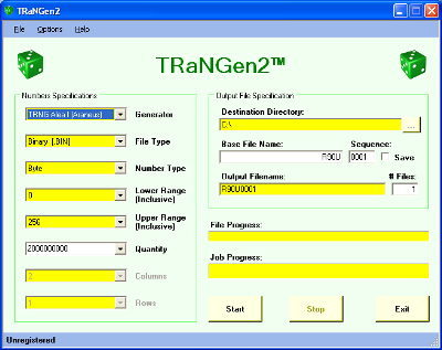 TRaNGen2 2.0.2.0 software screenshot