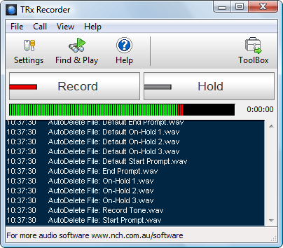 TRx Personal Phone Call Recorder 4.31 software screenshot