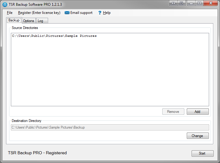 TSR Continuously Backup Software PRO 1.2.5.4 software screenshot