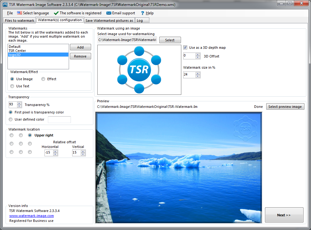 TSR Watermark Image Software 3.5.2.3 software screenshot