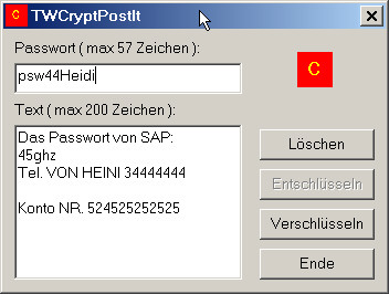 TWCryptPostIt 1.0 software screenshot