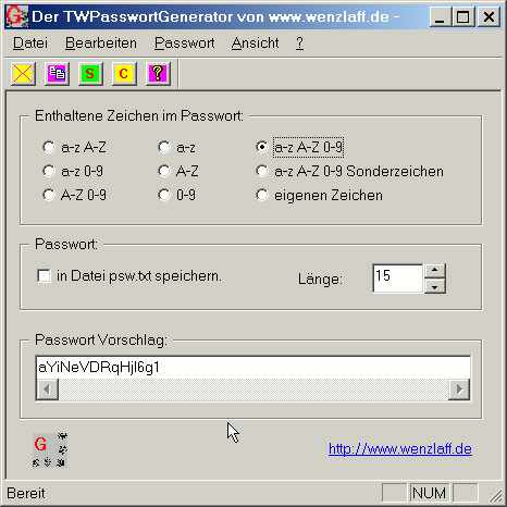TWPassGen 1.2 software screenshot