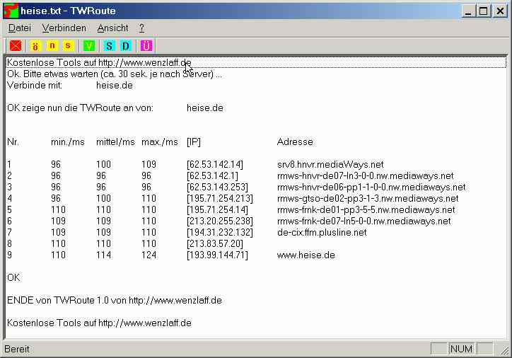 TWRoute 1.0 software screenshot