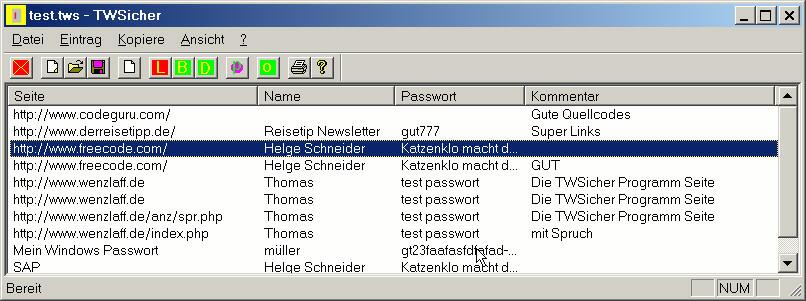TWSicher 1.1 software screenshot