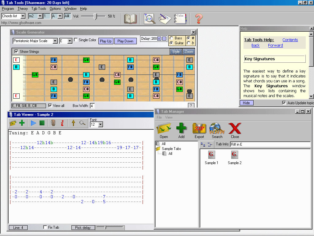 Tab Tools 2.0 software screenshot