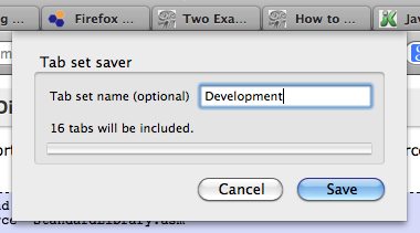 Tab set saver 0.9 software screenshot