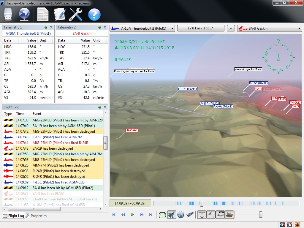 Tacview 1.6.0 software screenshot