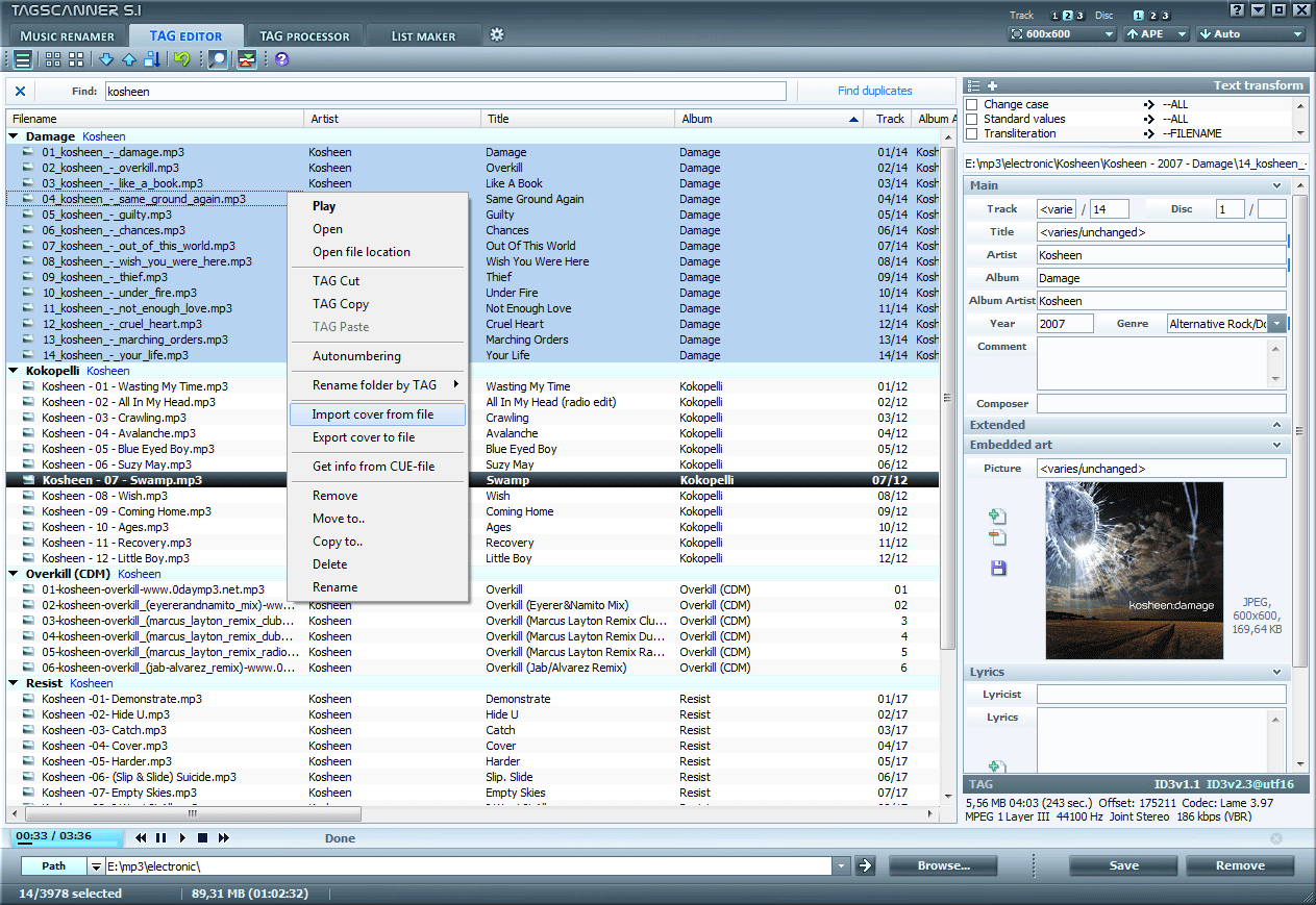 TagScanner 6.0.20 software screenshot