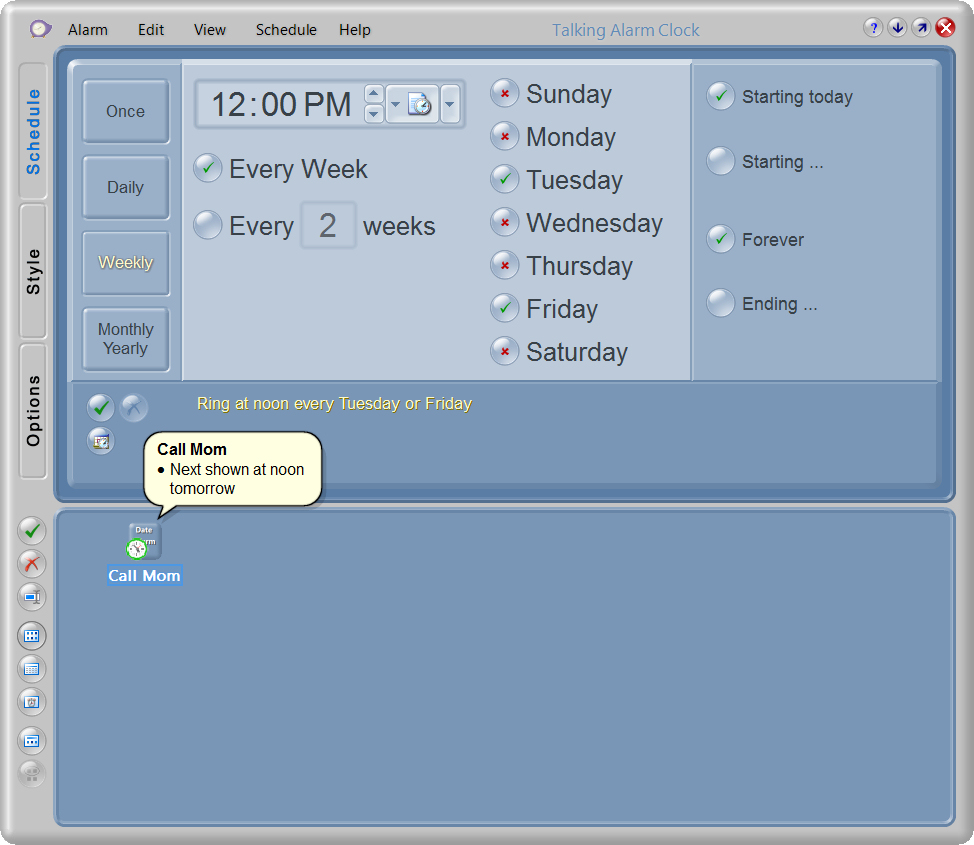 Talking Alarm Clock 2.0.6.110 software screenshot