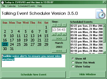 Talking Event Scheduler 3.8.0 software screenshot
