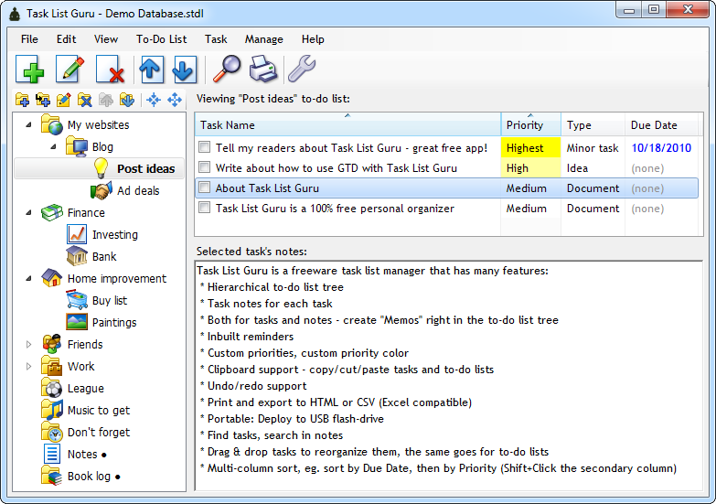 Task List Guru 4.516 software screenshot