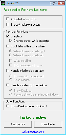 Taskix 64 2.1 software screenshot