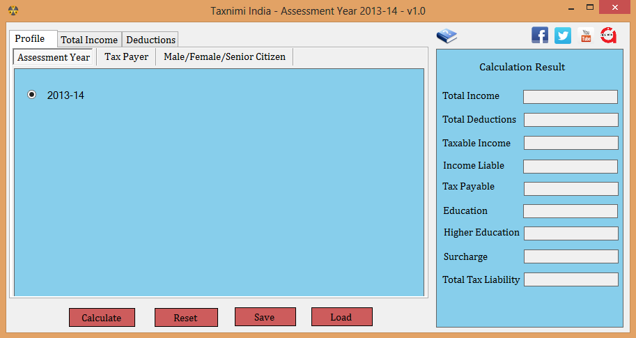 Taxnimi India 1.0 software screenshot