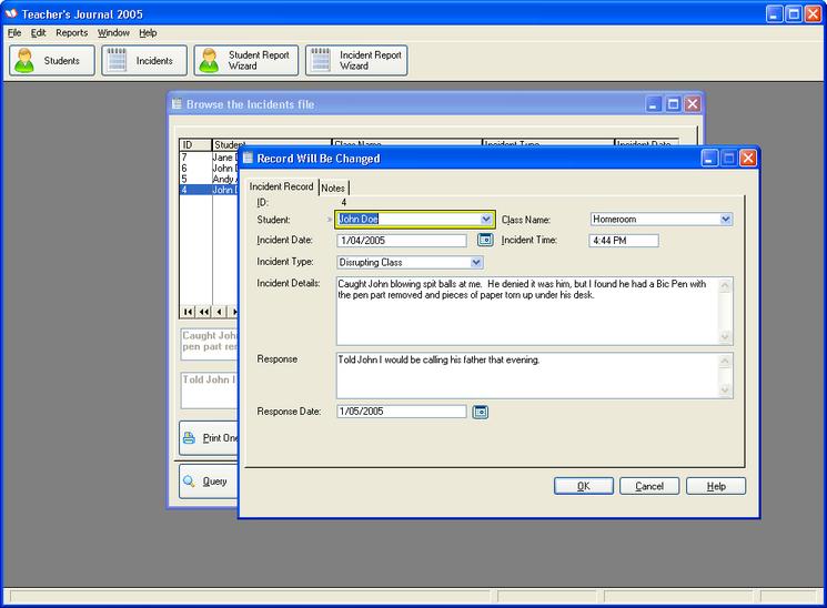 Teachers Journal 2005 2005 software screenshot