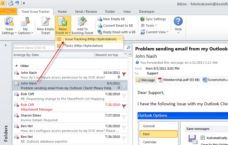 Team Issue Tracker for Outlook & SharePoint 6.1.21.382 software screenshot