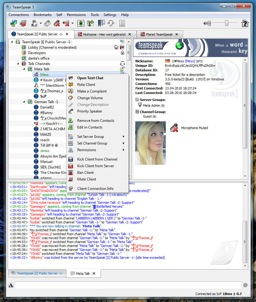 TeamSpeak Client 3.1.4.2 software screenshot