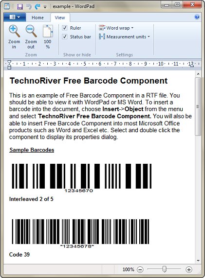TechnoRiver Free Barcode Software Component 2.1 software screenshot