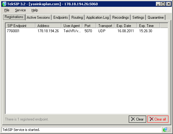 TekSIP 3.9.0.0 software screenshot
