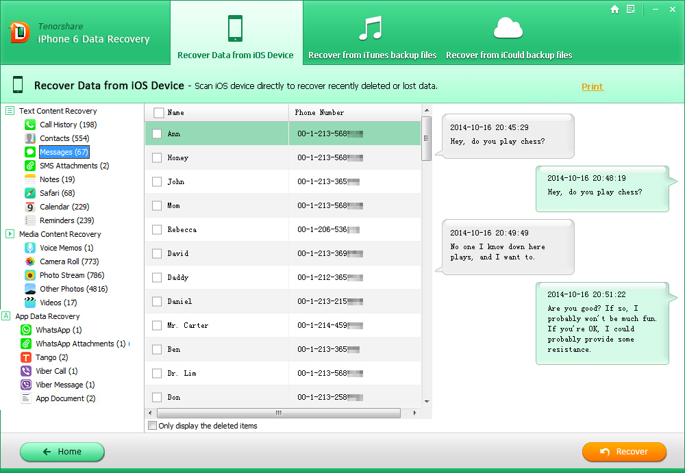 Tenorshare iPhone 6 Data Recovery 1.7.1.6 software screenshot