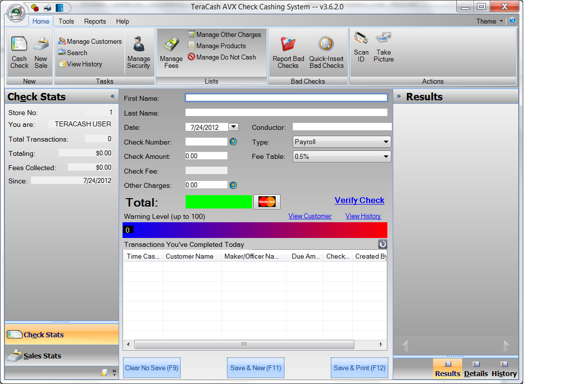 TeraCash AVX 3.7.5.0 software screenshot