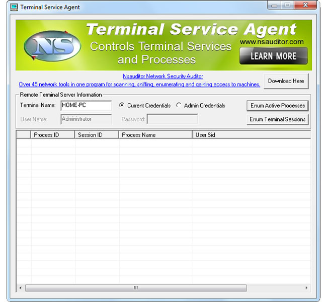 Terminal Service Agent 1.2.3 software screenshot