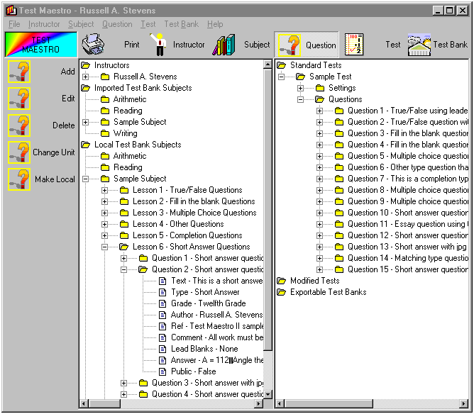 Test Maestro II 2.00 software screenshot