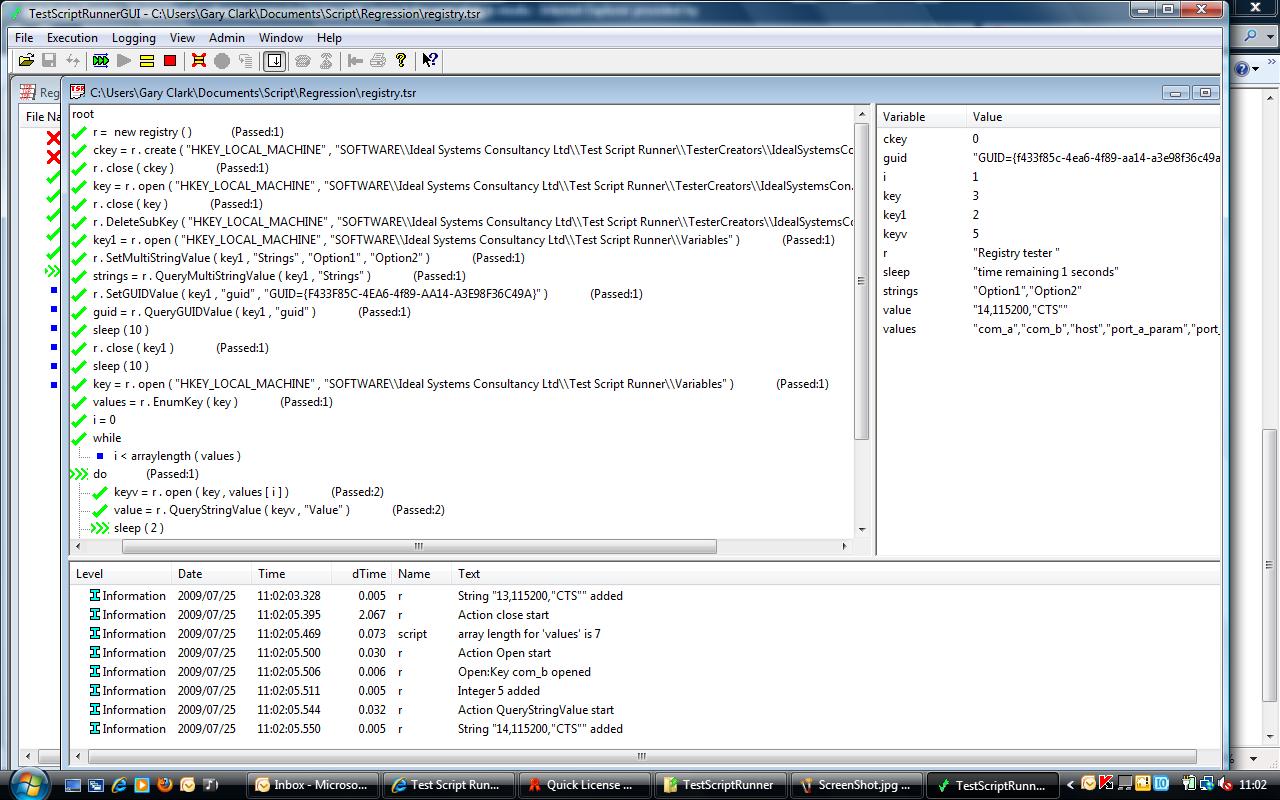 Test Script Runner 4.0p software screenshot