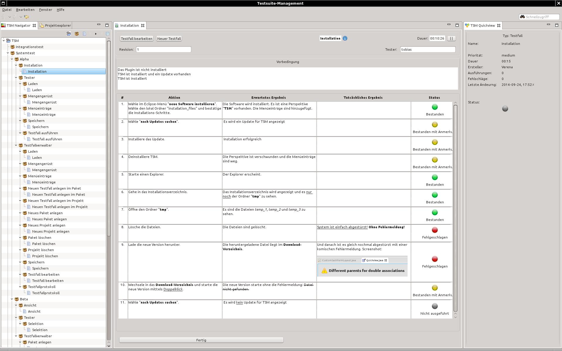 Testsuite-Management 1.5.2 software screenshot
