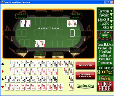 Texas Holdem Hand Calculator 1.0 software screenshot
