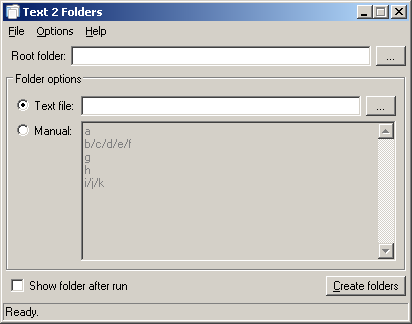 Text 2 Folders 1.1.6.1 software screenshot