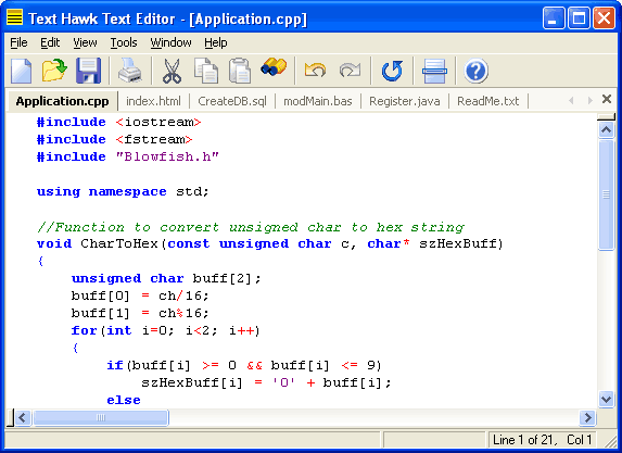 Text Hawk Text Editor 5.01 software screenshot