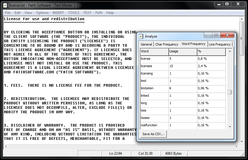 Text Master 2.3 software screenshot